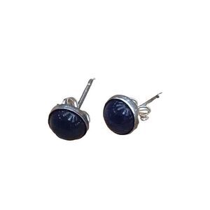 Earrings, Navy Blue Sodalite and Sterling Silver Stud Earrings, NEW, 5 mm, Handm